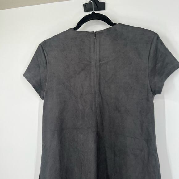 J. McLaughlin Gray Faux Suede Short Sleeve Swing Dress - Picture 5 of 7